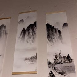 Zen Mountain Cherry Blossom 4 Piece Wall Decor 