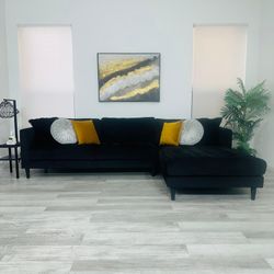 Sectional Couch Black Microfiber City Furniture - FREE DELIVERY