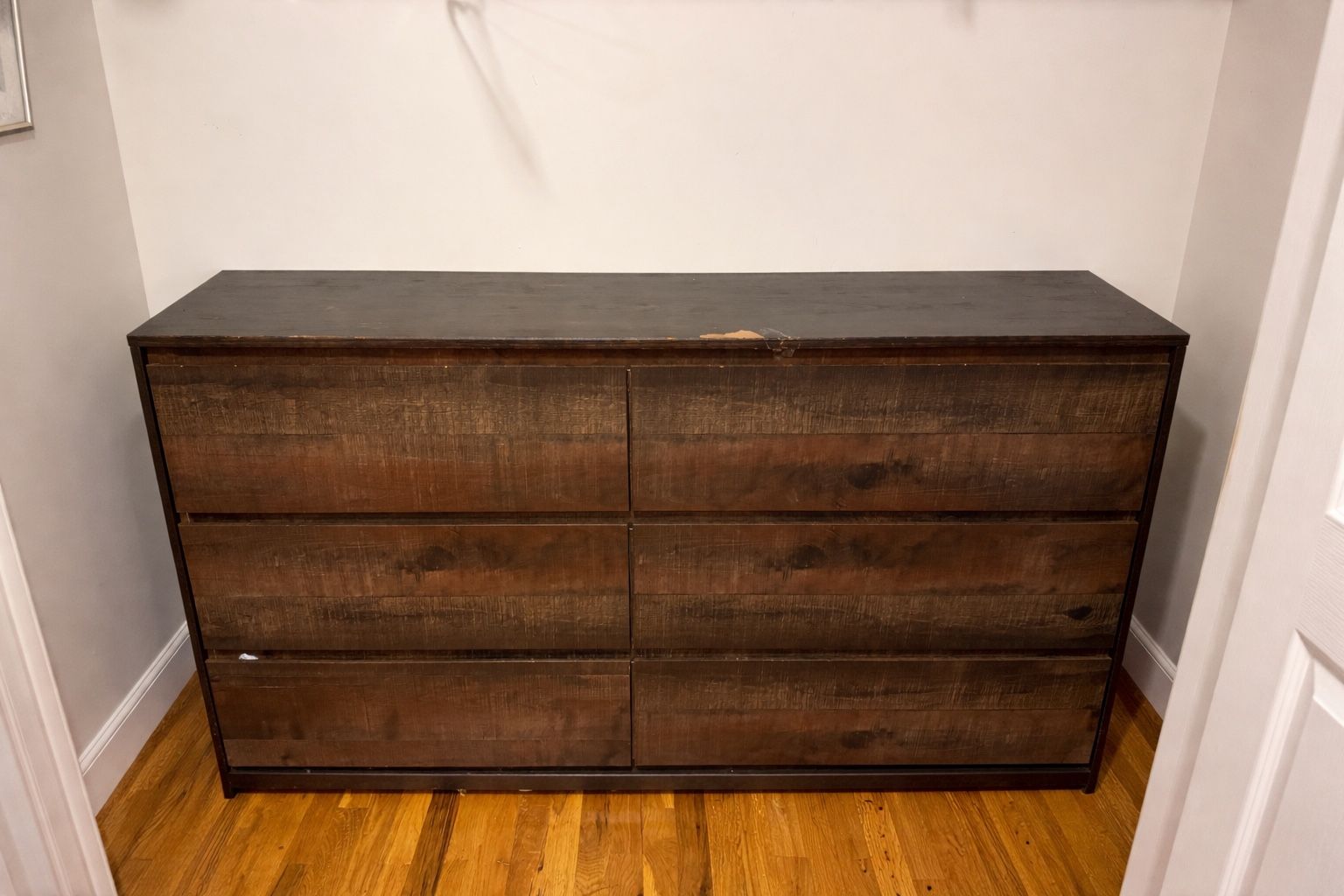 Extra-Wide 6-Drawer Dresser – Rustic Wood Finish (Cosmetic Damage)