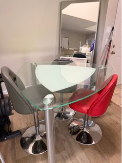 Modern Glass Dining Room Table Set w/ Chairs