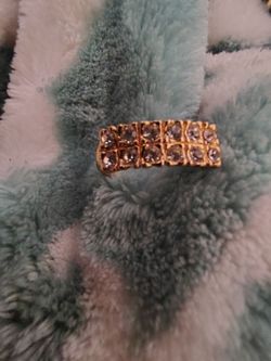 Elegant Double Row Statement Ring - Silver Band Size 7