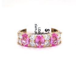 14Kt Yellow Gold Effie Lab Diamond Pink Sapphire Ring 3.70g Size 8 21980337