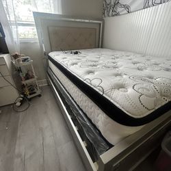 Silver Fulll Bed Frame with LED 
