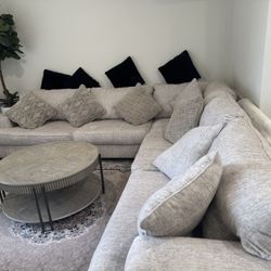  Modern Light  gray Sectional-sofa - Ashly brand, Gently Used, Great Condition