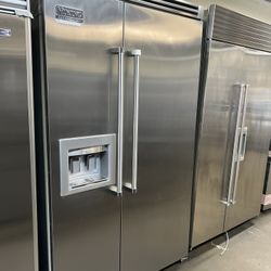 Viking 48”Wide Built In Side By Side Refrigerator Stainless Steel 