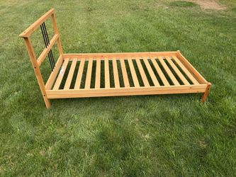 Solid Wood Twin Bed Frame with Slatted Base