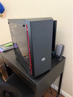 Pc, keyboard, mouse, webcam, and cables