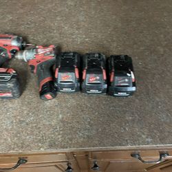 Hammer Drill  ,impact Driver With 3 Extra Batteries 