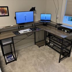 ODK L  Shape Desk Grey Oak