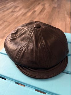 Newsboy Cabby Genuine Lambskin Black Mens Sz X-Large Made in USA Vintage