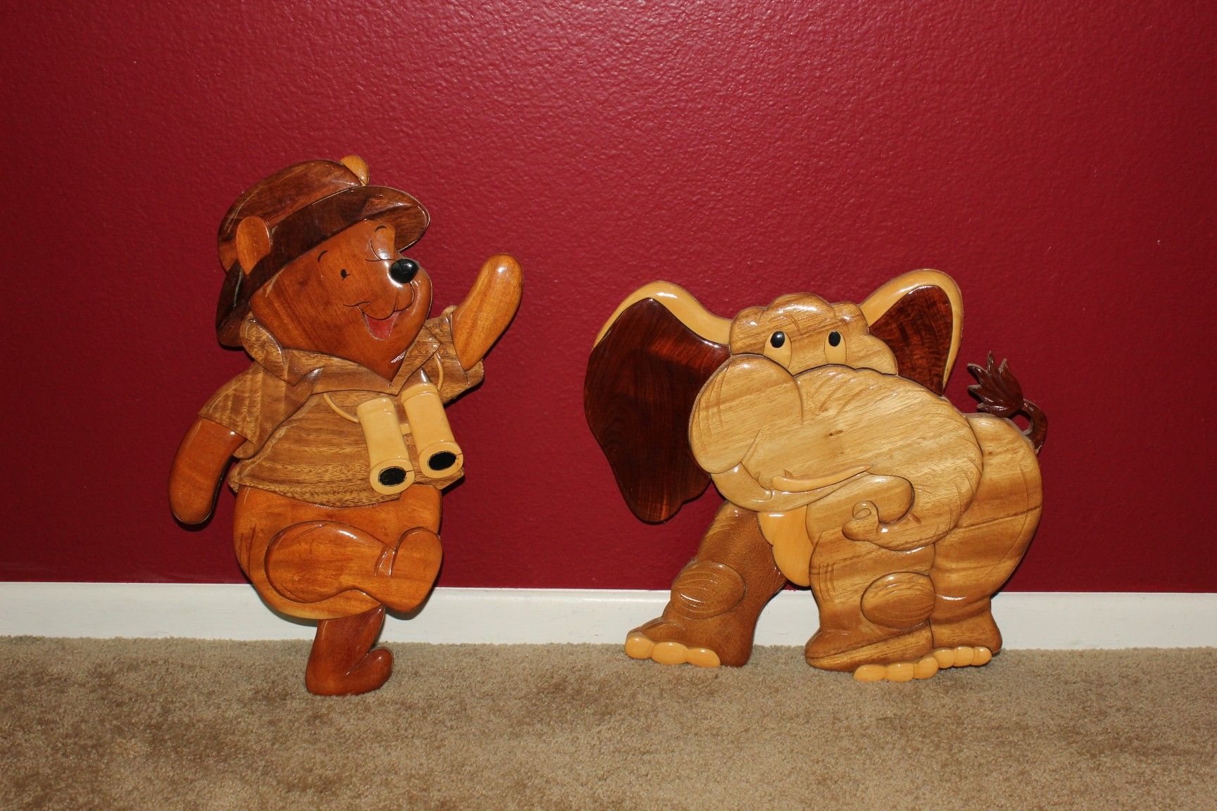 Winnie the Pooh and Elephant wooden wall decor