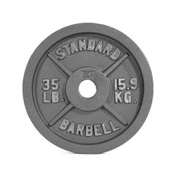 Barbell Gray Olympic Cast Iron Weight Plate, 35 lb, Single
