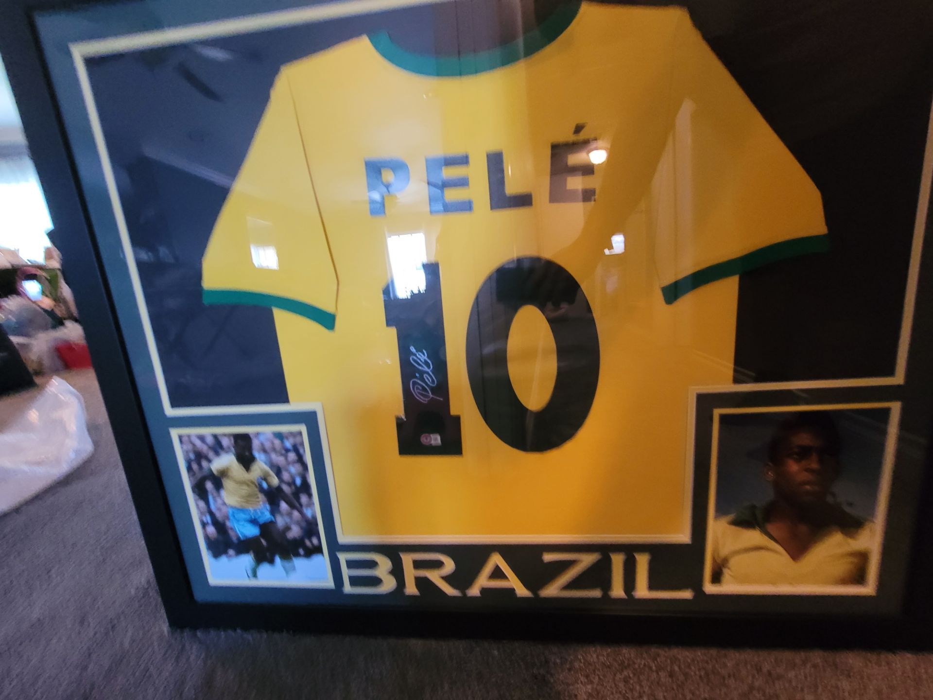 Pele Autograph Jersey Brazil Frame Fifa World Cup