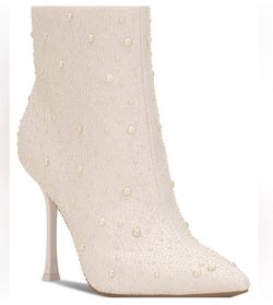 INC Women Rakima Embellished Pointy Toe Dress Booties Off White Pearl Size 5.5