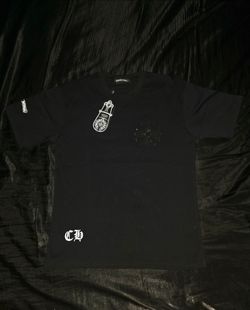 Chrome Hearts Horseshoe Rhinestone Cross T-Shirt, Black, Size S, M, L & XL