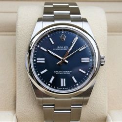 ROLEX 124300 OYSTER PERPETUAL BLUE DIAL WATCH NIB - T4397