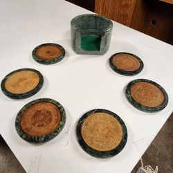 Vintage MCM Onyx Coaster Set