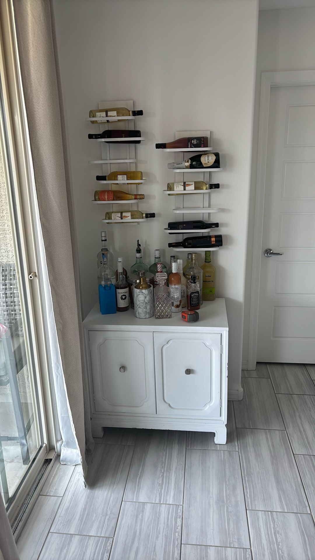 Liquor Cabinet And Two Wine Shelves