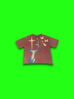 Aelfric Eden Y2K Vintage Washed Brown With Butterfly Graphic Mens Large T-Shirt