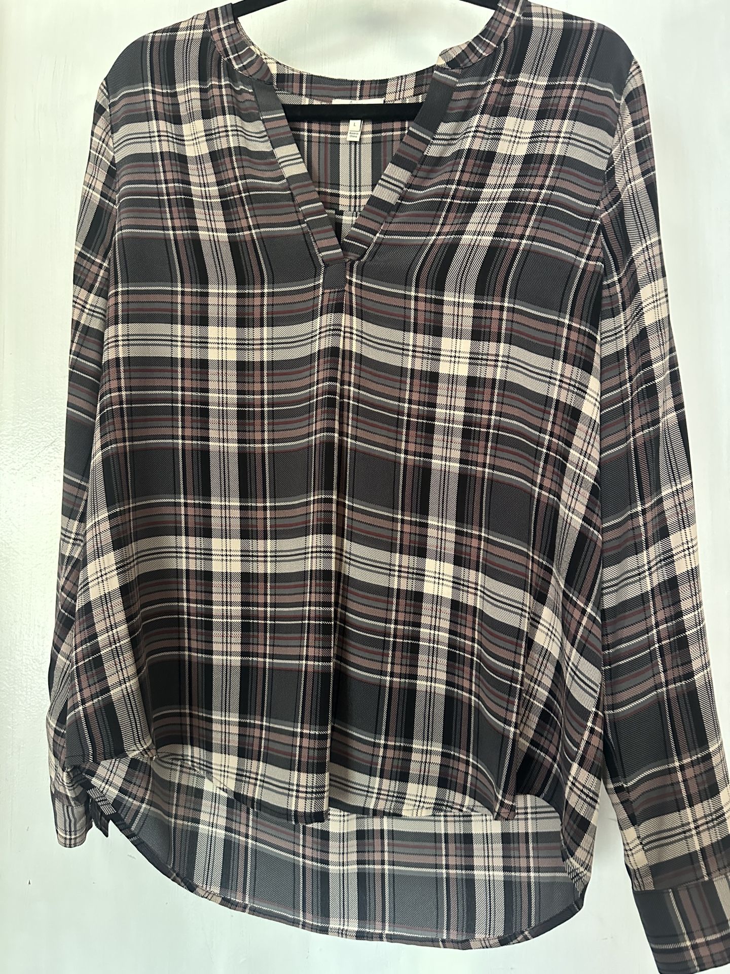 Joie Silk Womens Nepal Plaid Blouse