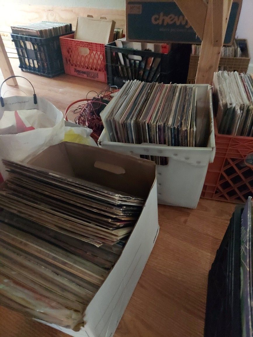15 Crates Of Records And Dj System With Technic 1200s