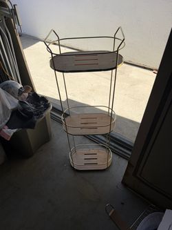 3-Tier Metal and Wood Shelf Stand