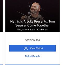2 Tickets For Tom Segura Netflix Is A Joke Fest Forum May 9