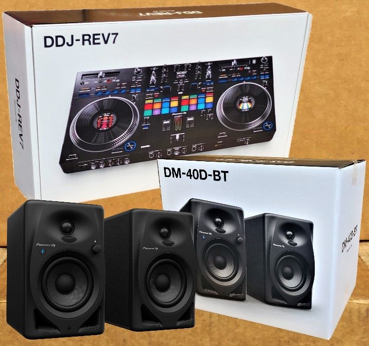 Pioneer DJ REV7 Serato Rekordbox Controller 2 Channel Mixer DDJ-REV7 Desktop 4" Powered Speaker Set Bluetooth Package 🚨 Payment Options Available 🚨 