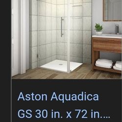 Aquadica GS 30 in. x 72 in. Frameless Square Shower Enclosure in Stainless Steel with Glass Shelves New In Box 