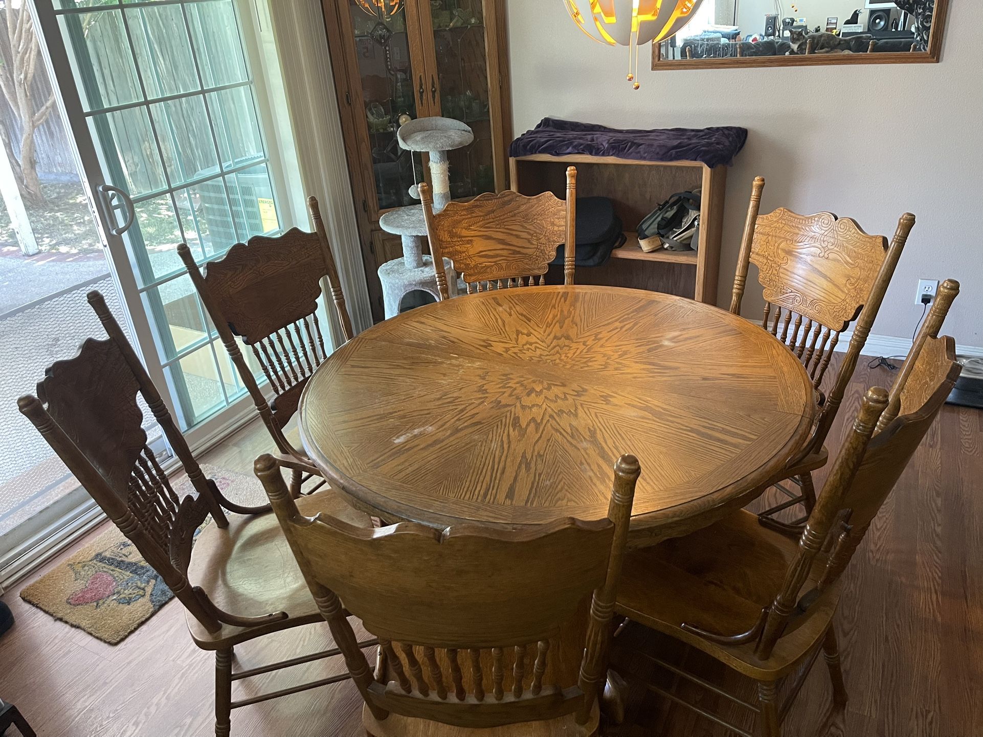 Wood Table, 6 Chairs