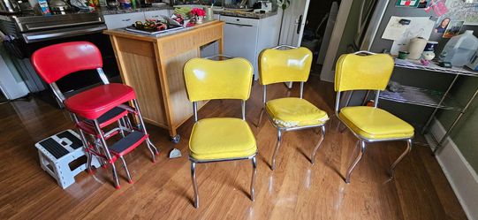 3 Retro Yellow Chairs