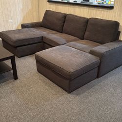 IKEA KIVIK Sofa with chaise and ottoman with storage.