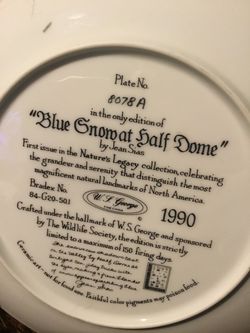W.S. George "Blue Snow at Half Dome" Collector Plate 1990