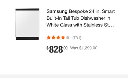 Gently Used White Glass Dishwasher Made By Samsung