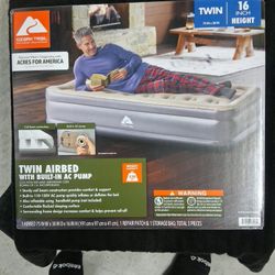 NEW "TWIN", SORT TOP YET EXTRA DURABLE, "OZARK TRAIL" AIR BED MATTRESS, WITH BUILT IN PUMP, PRICED TO SELL!!!