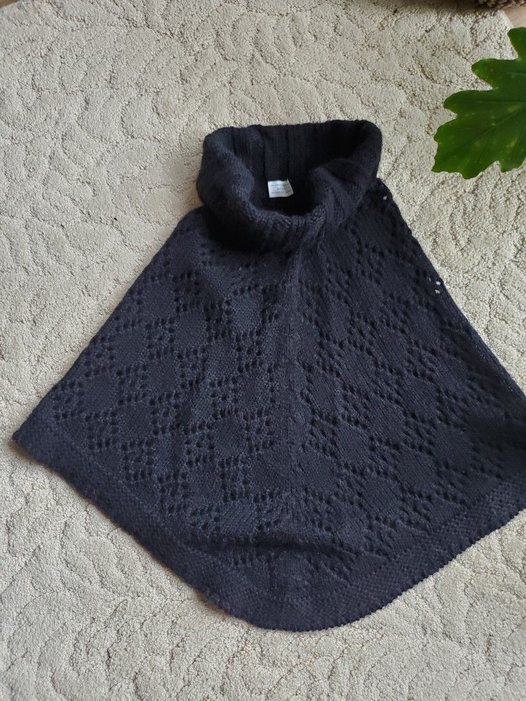 Black Sweater Poncho Sz Small
