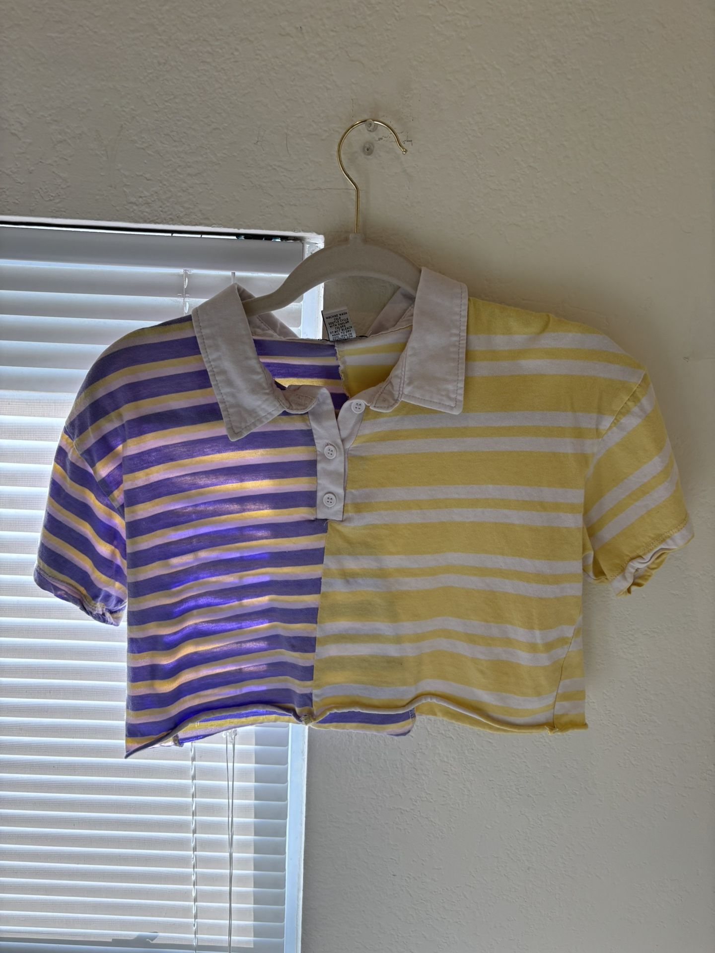 Small Purple & Yellow Stripe Crop top