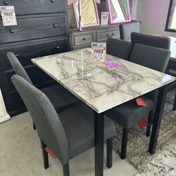 Dining Table Set ( Chairs On Gray Or White)