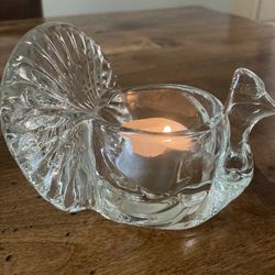 Vintage AVON Turkey Shape Candle Holder Crystal Glass Art