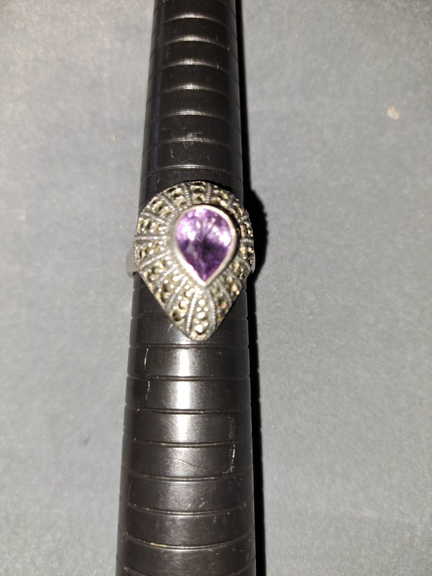 Judith Jack Sterling Silver Amethyst Ring 