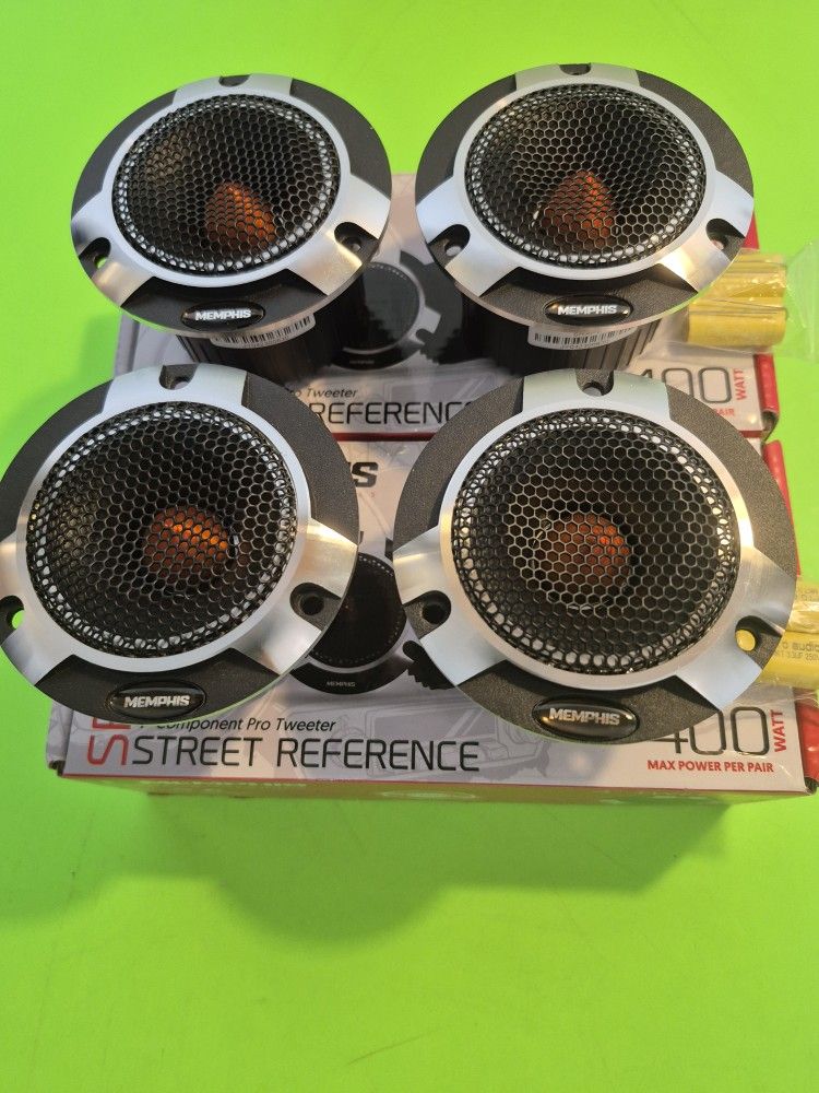 MEMPHIS 2 PAIRS 4 INCH COMPONENT PRO TWEETER 400 WATTS PEAK POWER PER PAIR CAR TWEETER ( BRAND NEW PRICE IS LOWEST INSTALL NOT AVAILABLE )