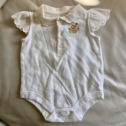 Disney Classic Pooh White Cotton Bodysuit 3-6 Mos.
