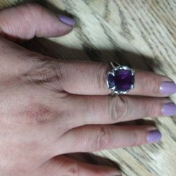 African Amethyst Sterling Silver Ring