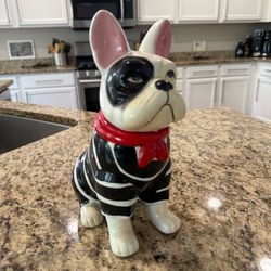 Adorable Ceramic French Bulldog Cookie Jar - Like New!