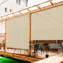 Junkogo Outdoor Roller Shades for Patio,7.5'(W) x 8'(L) Outside Blinds Roll Up Privacy Screen for Front Porch, Deck, Gazebo, Window, Pergola, Balcony.