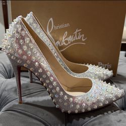 Women’s Christian louboutin Women’s Multi-color Spikes Tip Toe Shoes