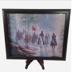 Framed American Civil War Confederate Cavalry Art Print (12x15)