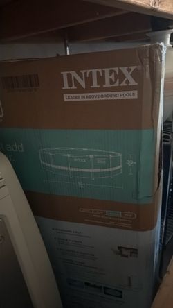 NEW GREY INTEX 12ft x 30in Pool w Pump