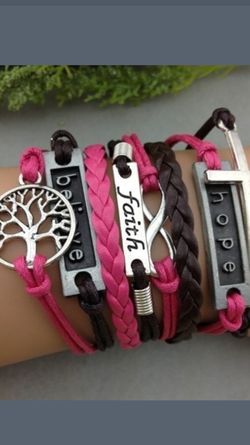 Pink and black faith bracelet