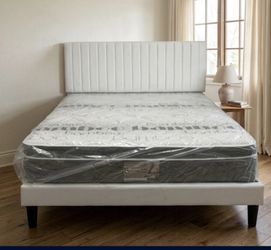 New Queen Size Bed Frame + Queen Mattress + Box Spring